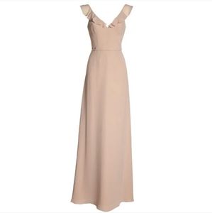 Monique Lhuillier Bridesmaids Keira Gown Maxi Dress Backless Blush Pink 6